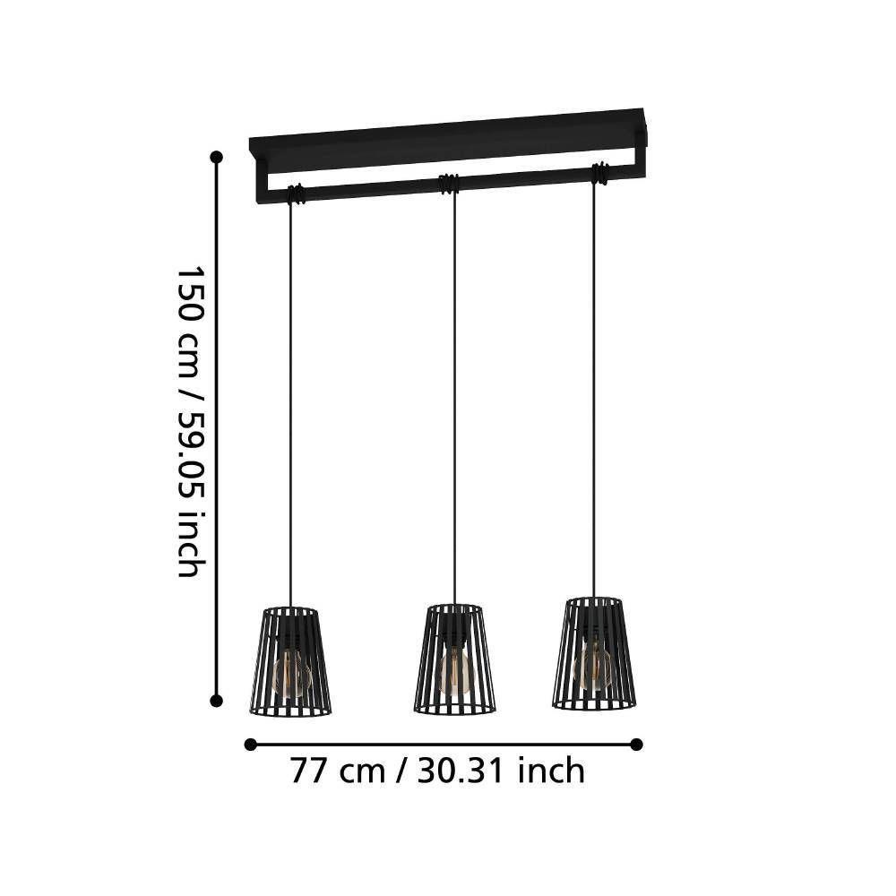 Lámpara Colgante Bogota Acero Negro 3X40W IP20, E27 cod.390003-2