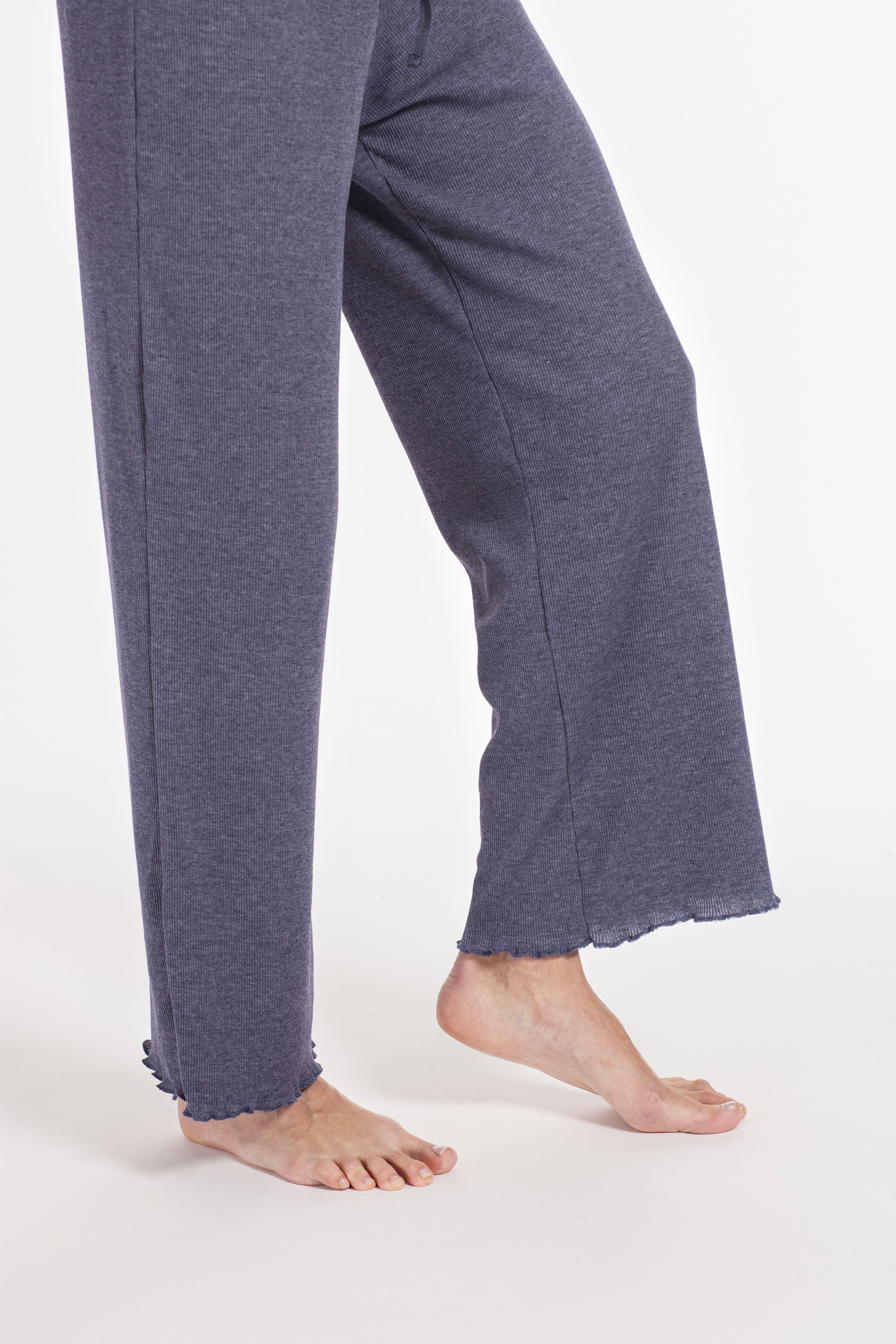 Set de pijama azul con pantalón de punto elástico y manga larga 100% algodón. -4