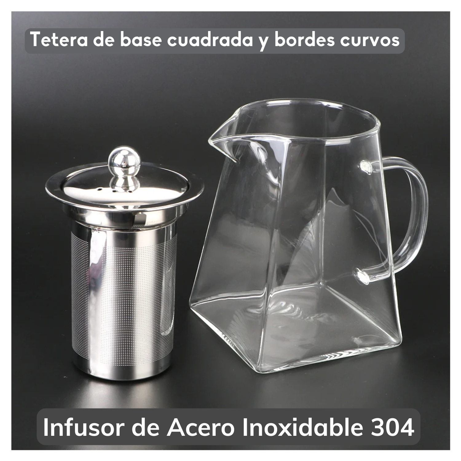 Tetera Vidrio Resistente Al Fuego Con Infusor Acero 550 M-4