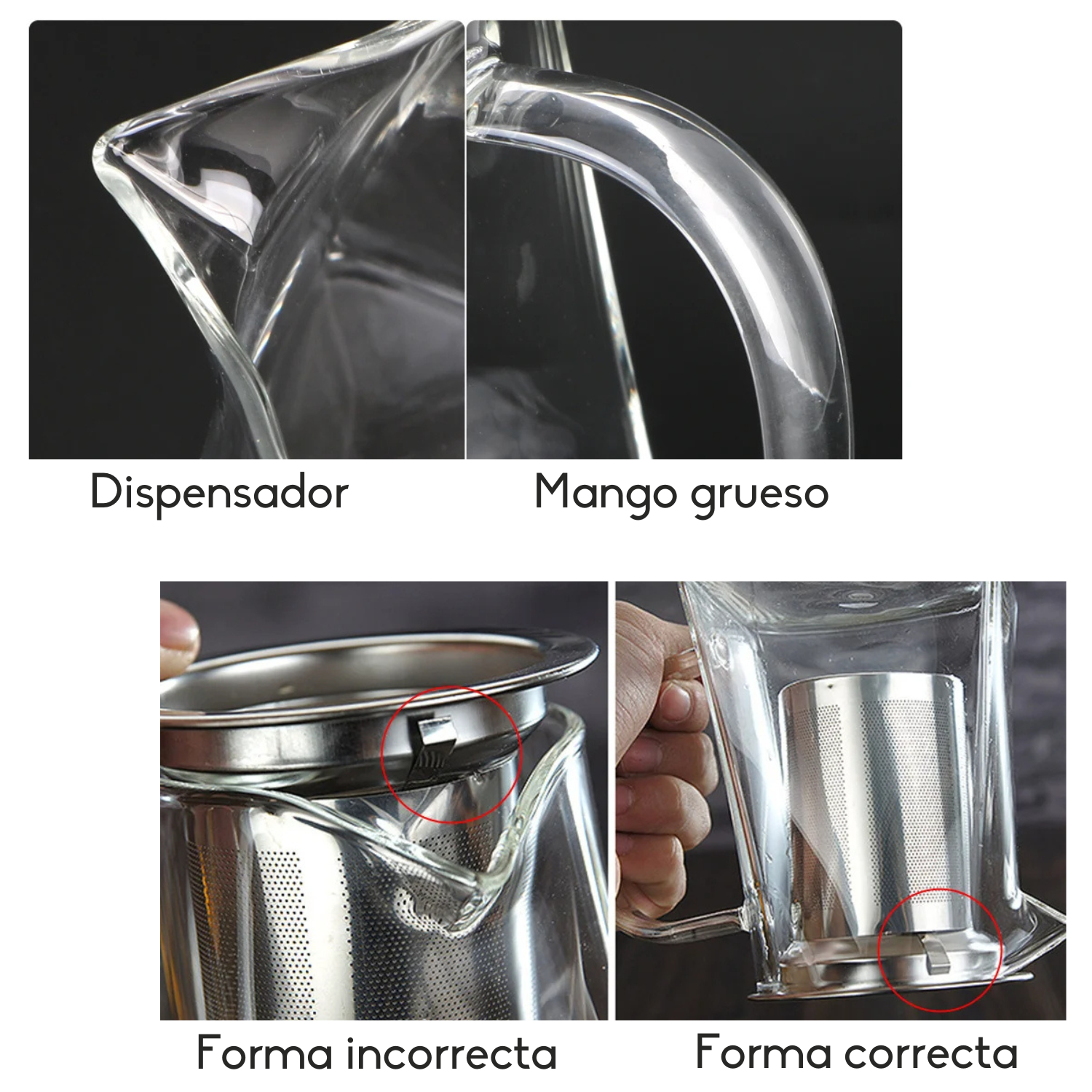 Tetera Vidrio Resistente Al Fuego Con Infusor Acero 550 M-7