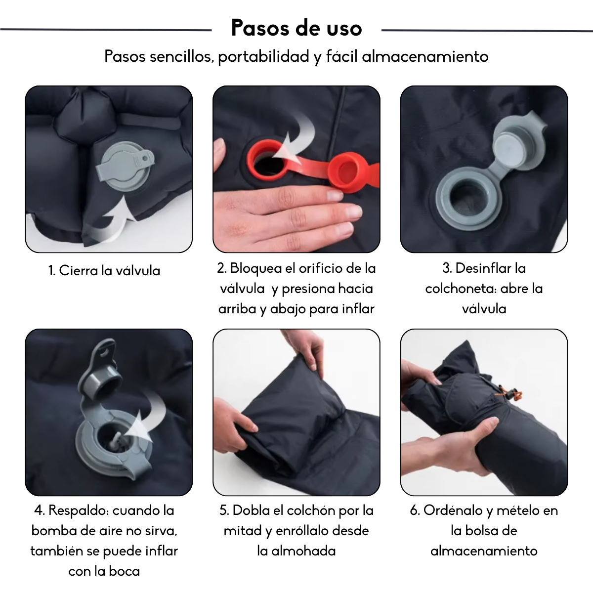 Colchoneta Inflable De Camping Con Bomba Infladora Manual Gris-4