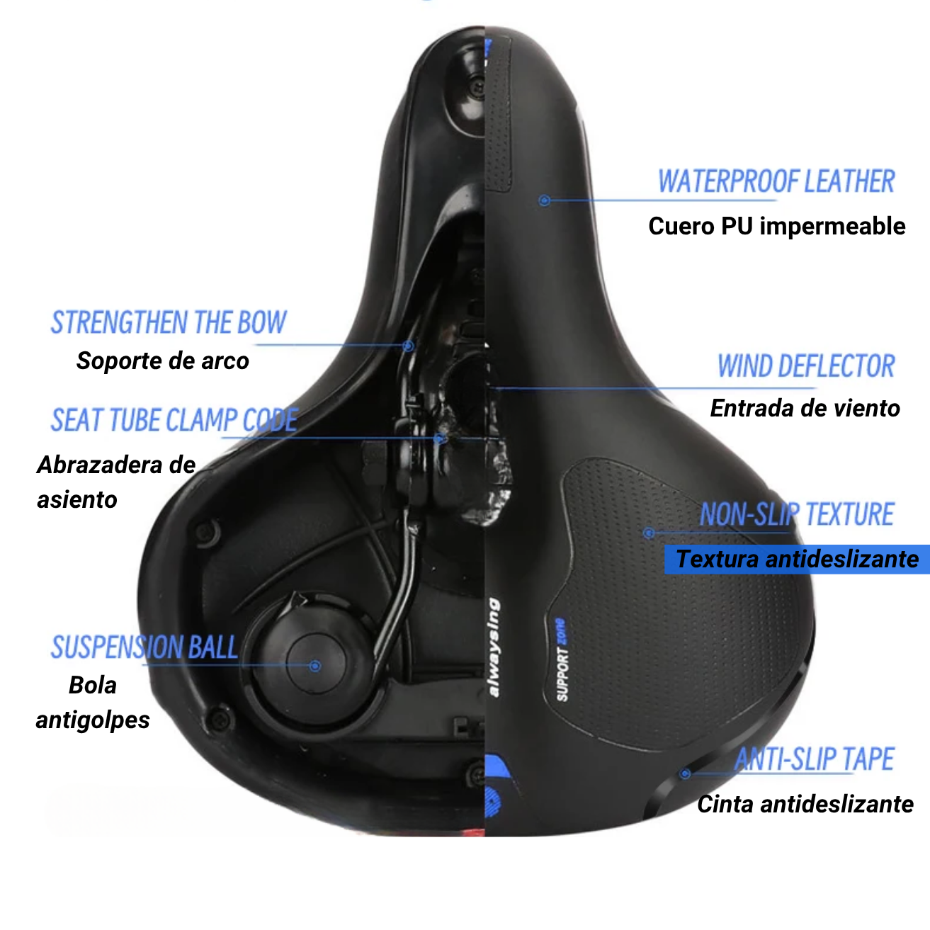 Asiento Bicicleta Sillin Antiprost tico Medio Amplio 25 19cm-5