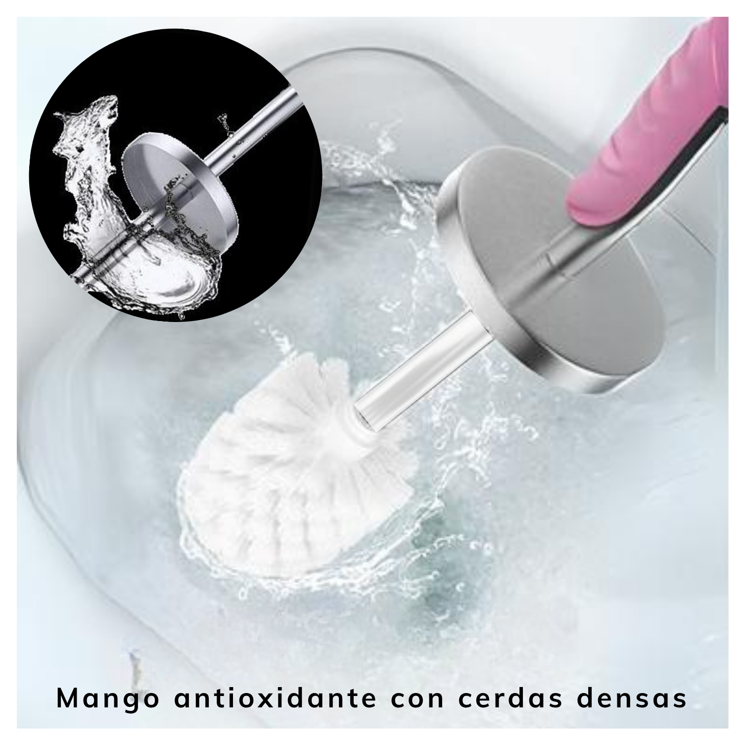 Escobilla Para Wc Cepillo Limpia Inodoro De Acero Inoxidable Set Con Base Y Balde Interior-4