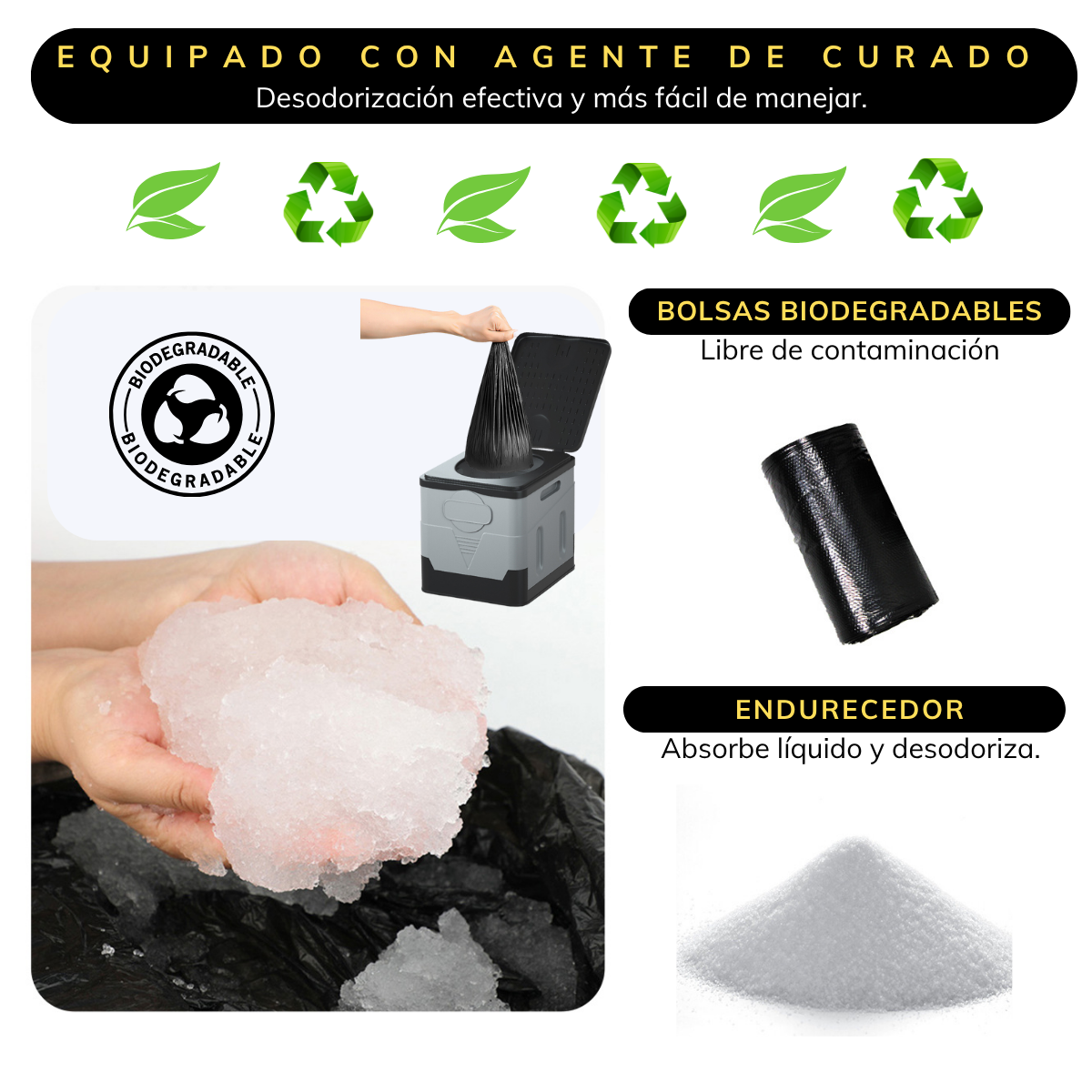 Ba o Inodoro Port til Plegable Wc 25 L Camping Biodegradable-3
