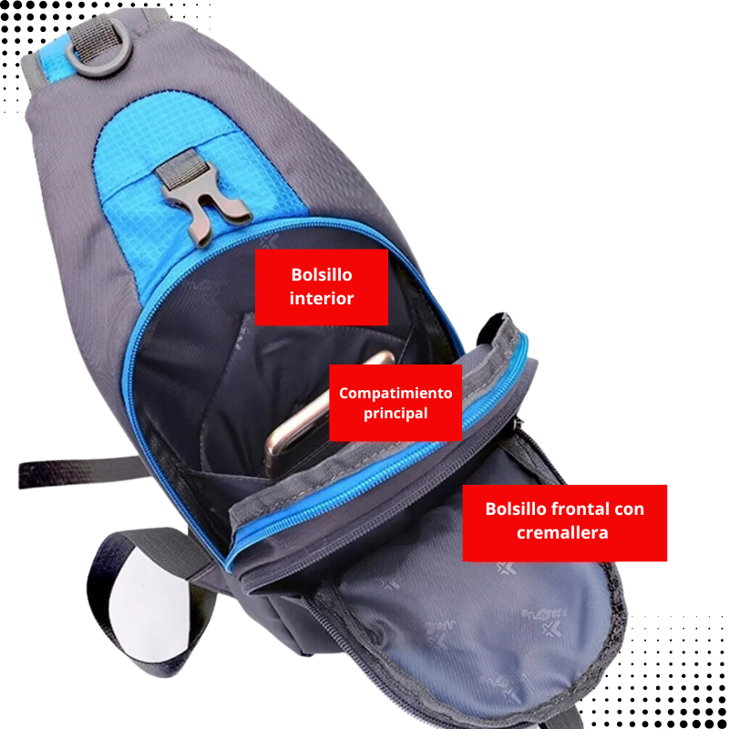 Bolso Impermeable Banano Bandolero Cruzado Unisex Negro-3