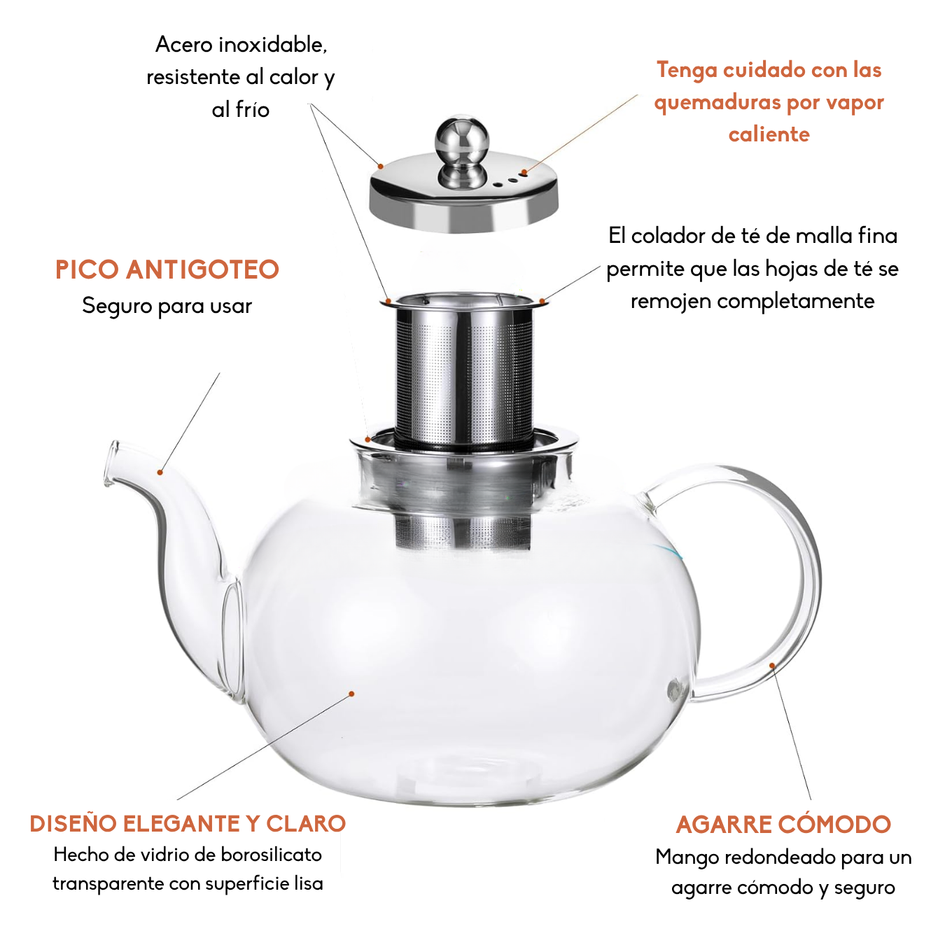 Tetera Infusor de Acero Inoxidable 1 L-2