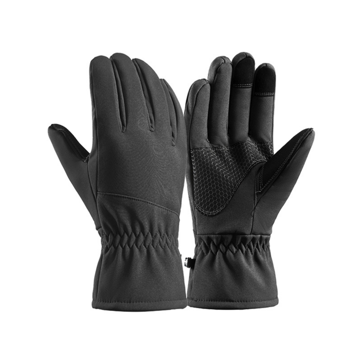 Guantes Con Polar Cortaviento Tactil Invierno Moto Negro M-0