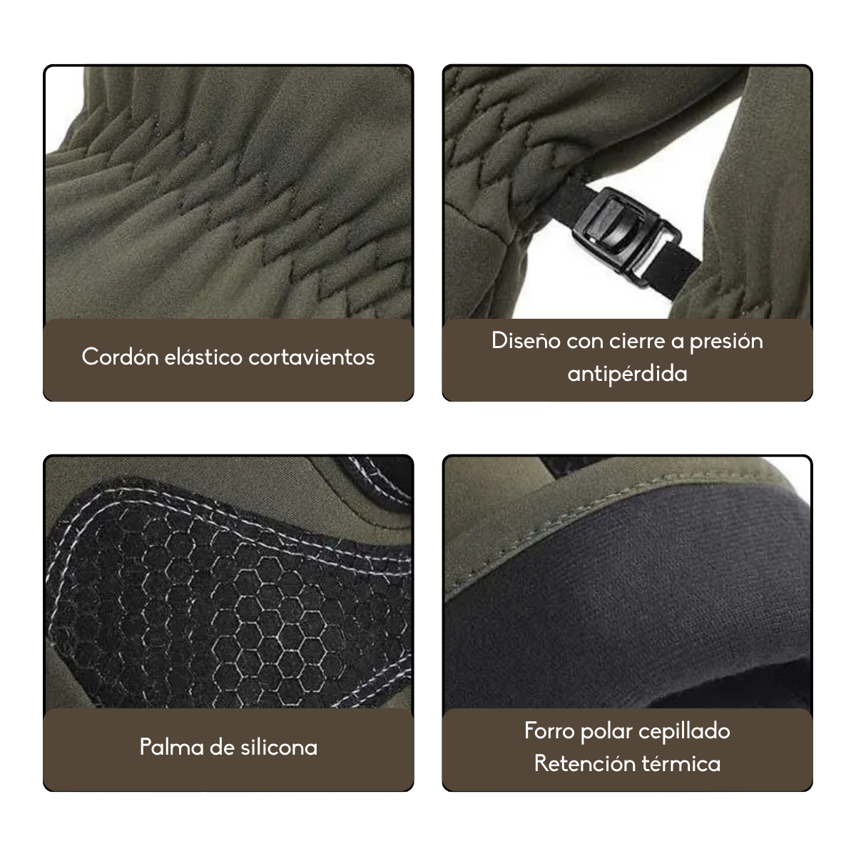 Guantes Con Polar Cortaviento Tactil Invierno Moto Negro M-2