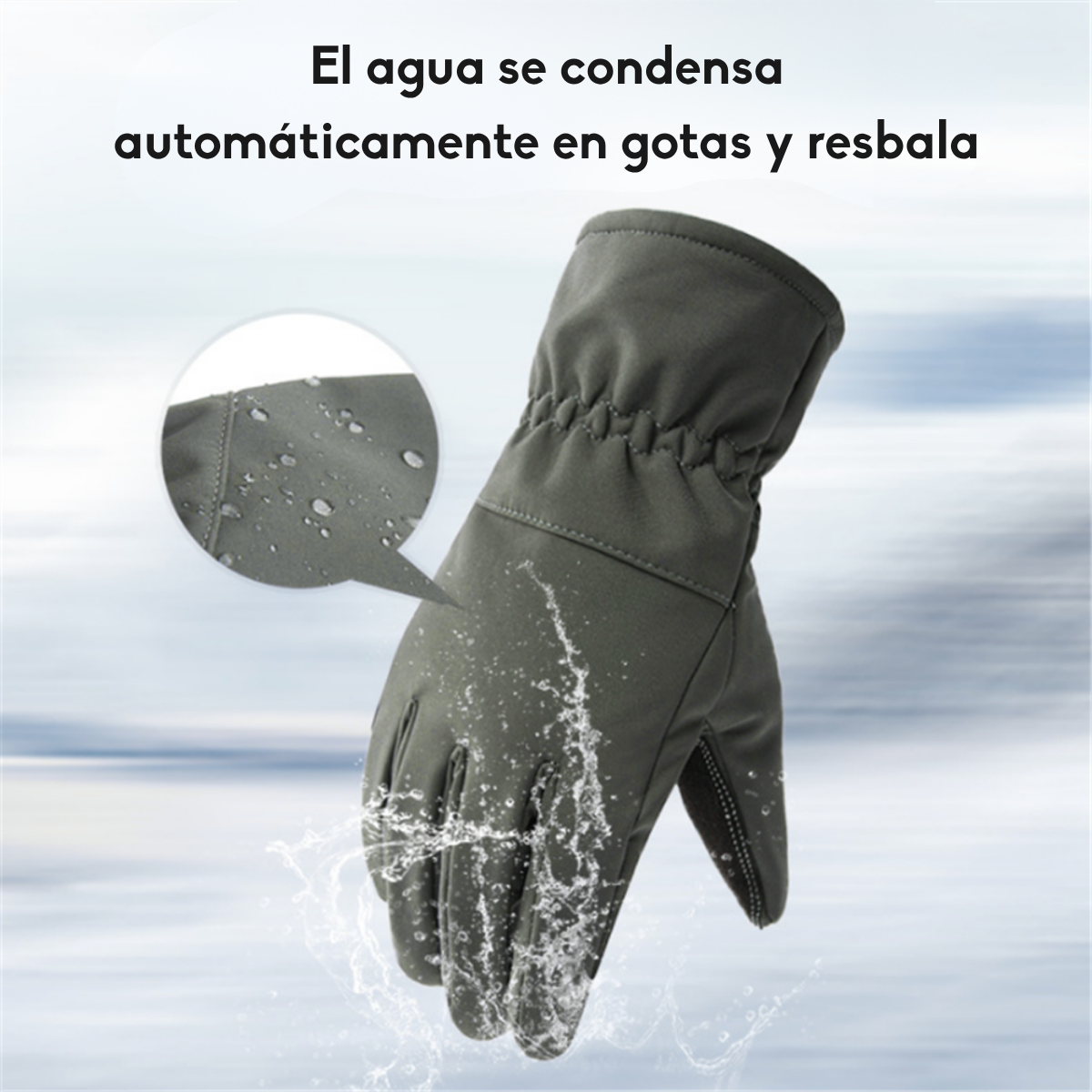 Guantes Con Polar Cortaviento Tactil Invierno Moto Negro M-3