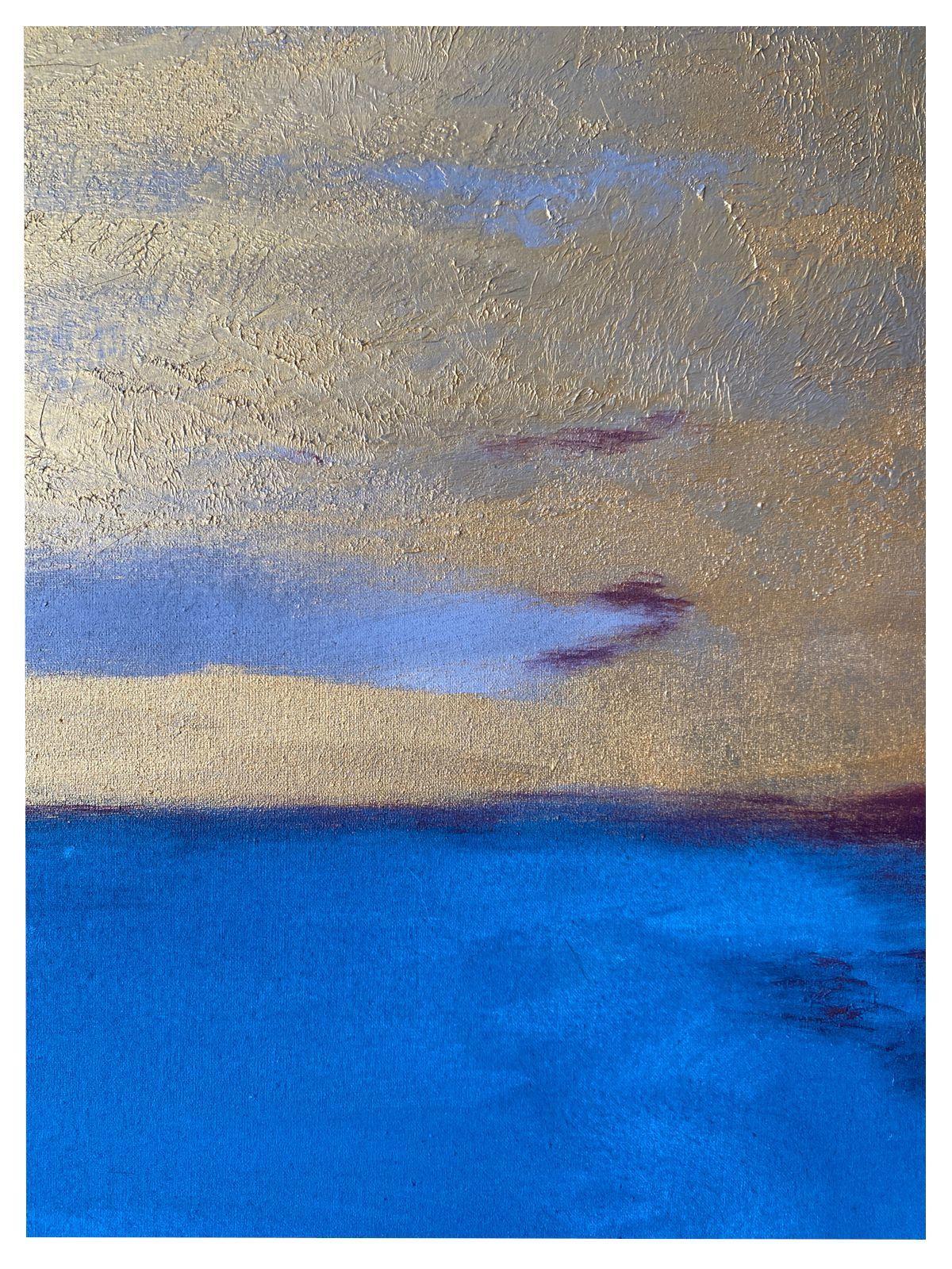 Cuadro decorativo Paisaje abstracto dorado 90x70-2