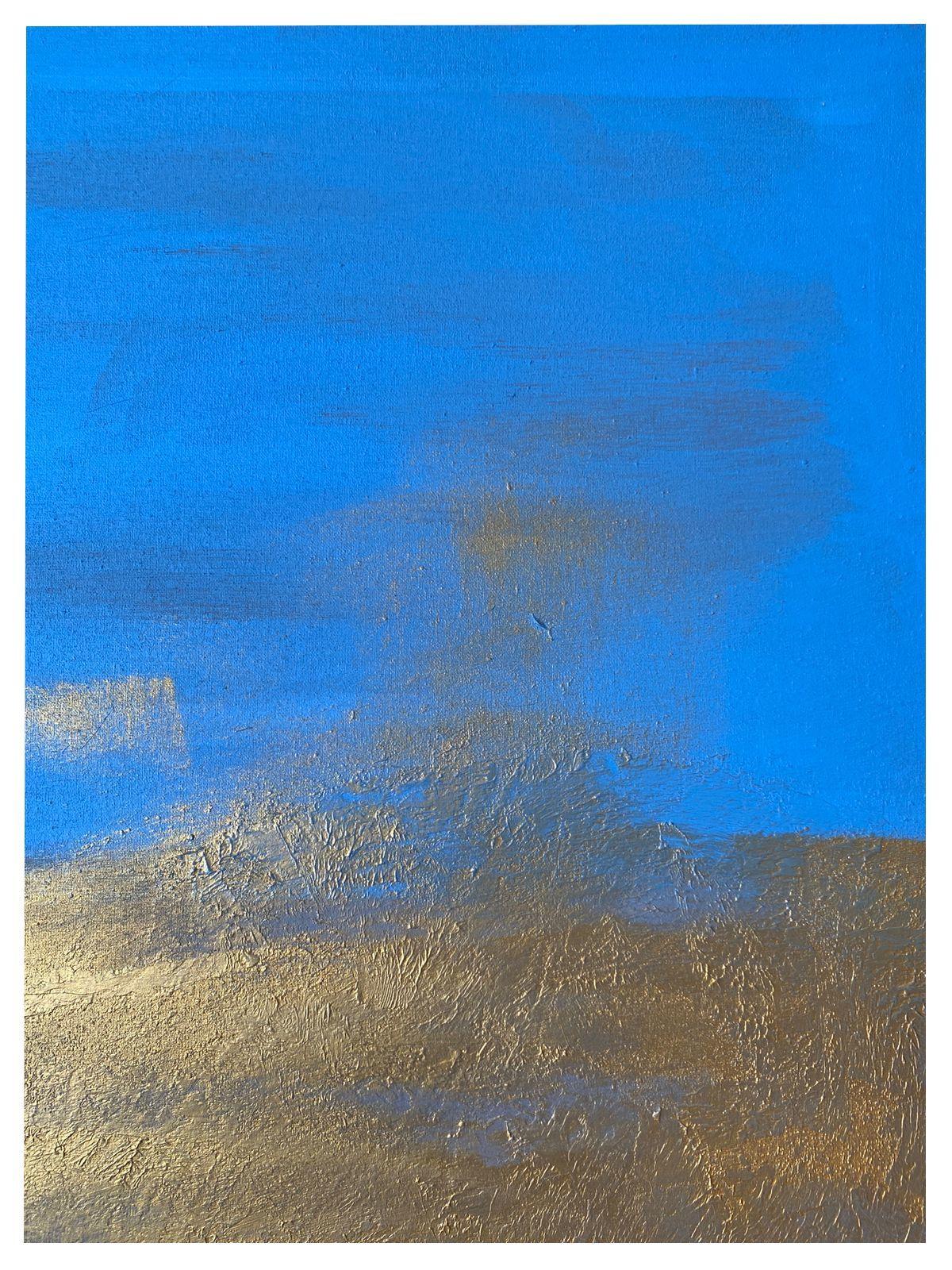 Cuadro decorativo Paisaje abstracto dorado 90x70-3