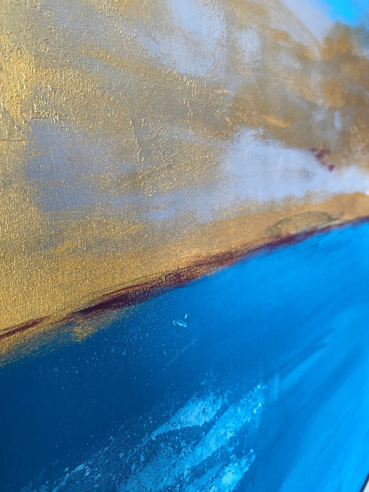Cuadro decorativo Paisaje abstracto dorado 90x70-5