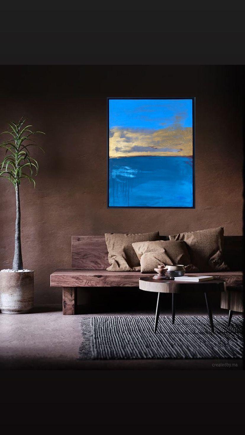 Cuadro decorativo Paisaje abstracto dorado 90x70-6