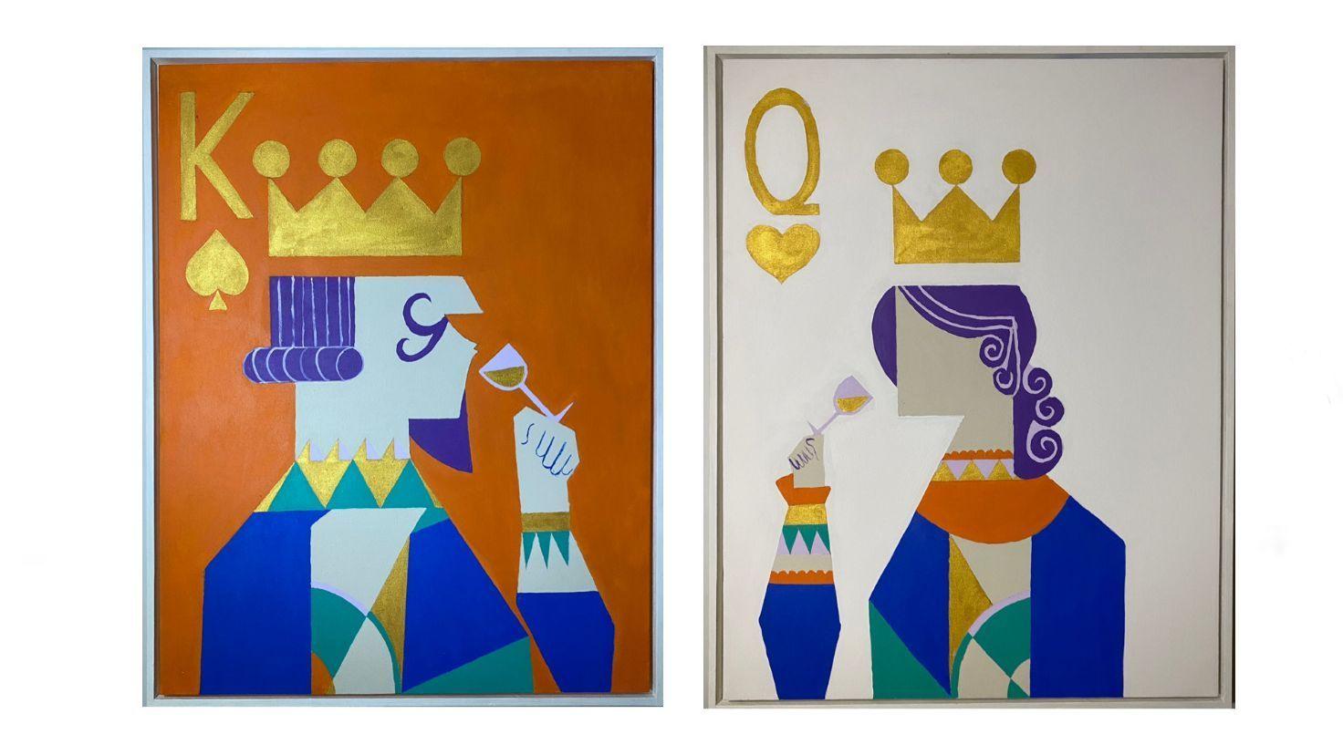 Cuadro decorativo díptico Queen and king 90x70-0