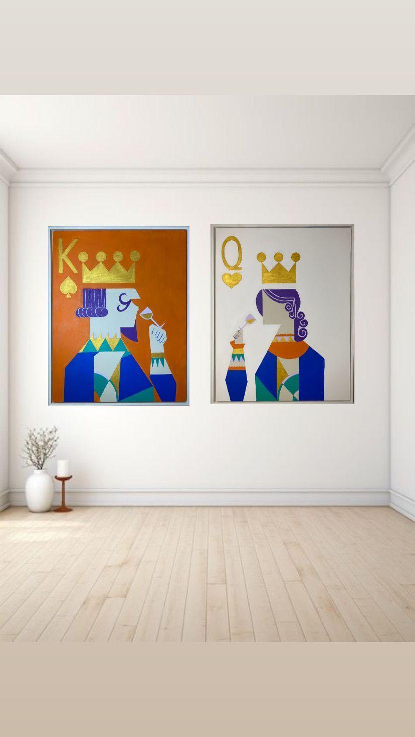 Cuadro decorativo díptico Queen and king 90x70-1