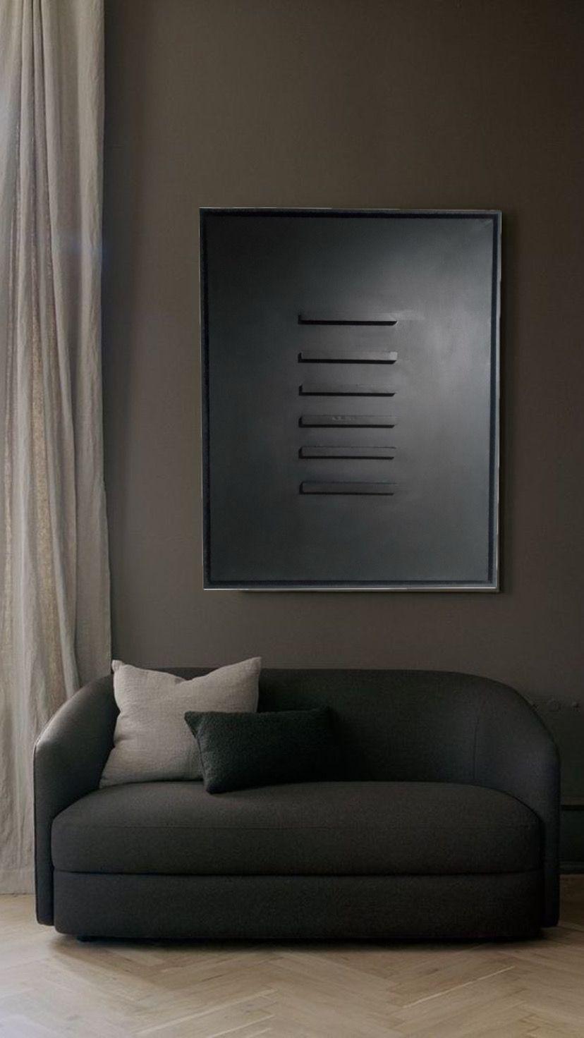 Cuadro decorativo negro rectángulos de madera 90x70-3