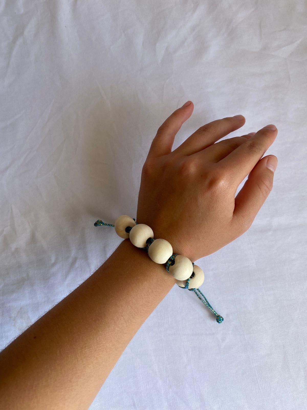 Pulsera cuentas de madera natural 16mm-2