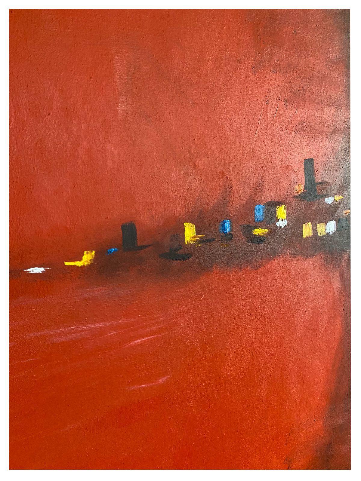 Cuadro abstracto decorativo rojo 90x70-3