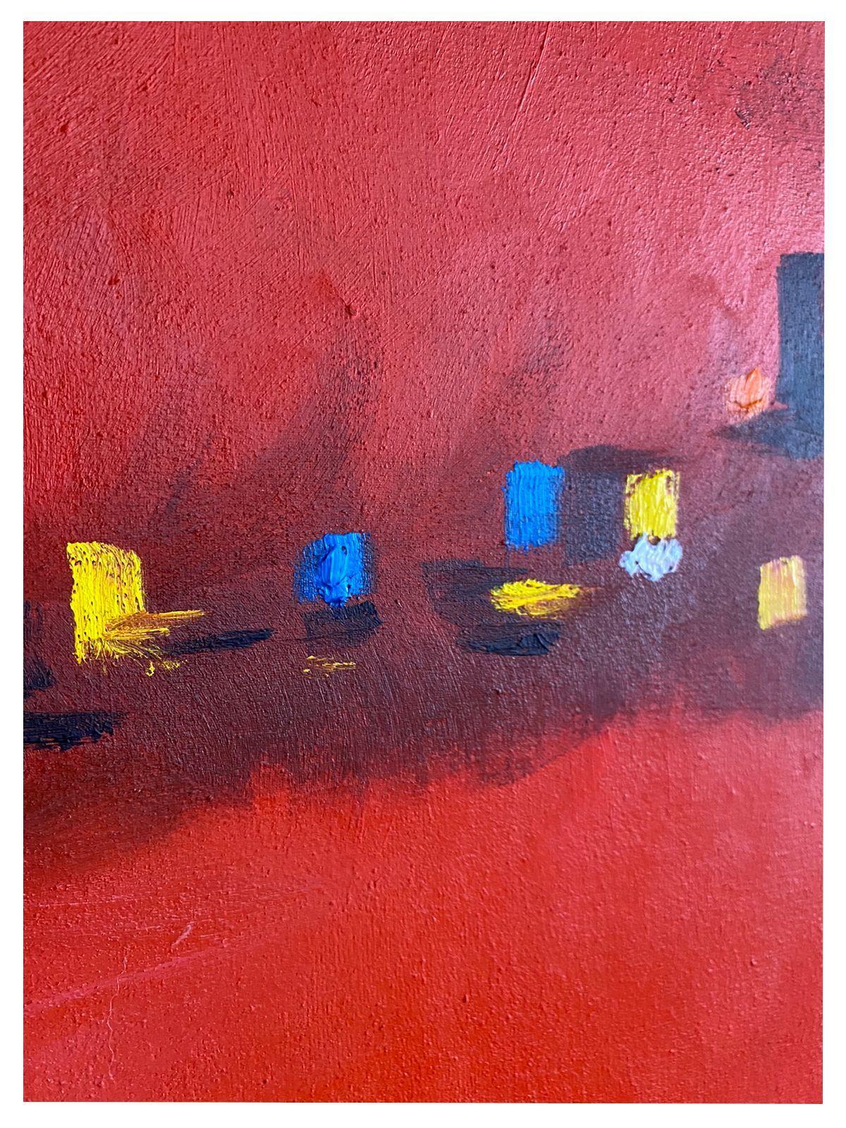 Cuadro abstracto decorativo rojo 90x70-4