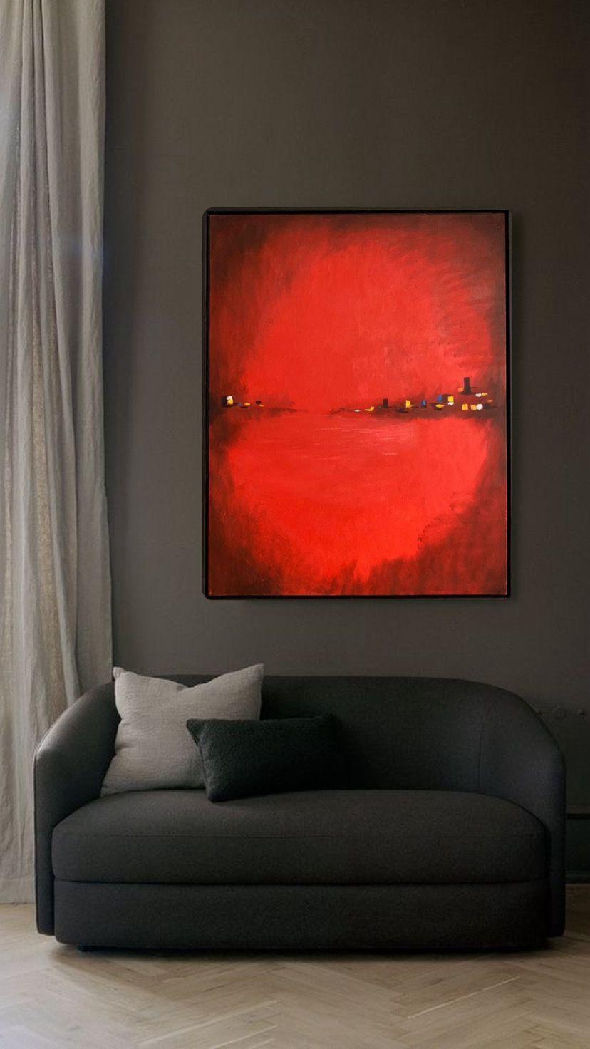 Cuadro abstracto decorativo rojo 90x70-5