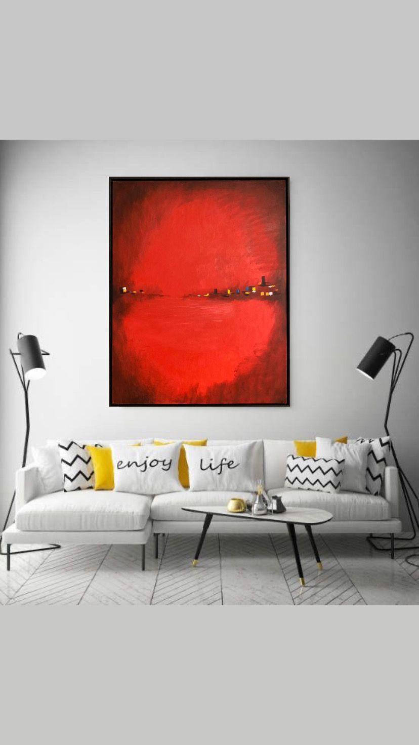 Cuadro abstracto decorativo rojo 90x70-6