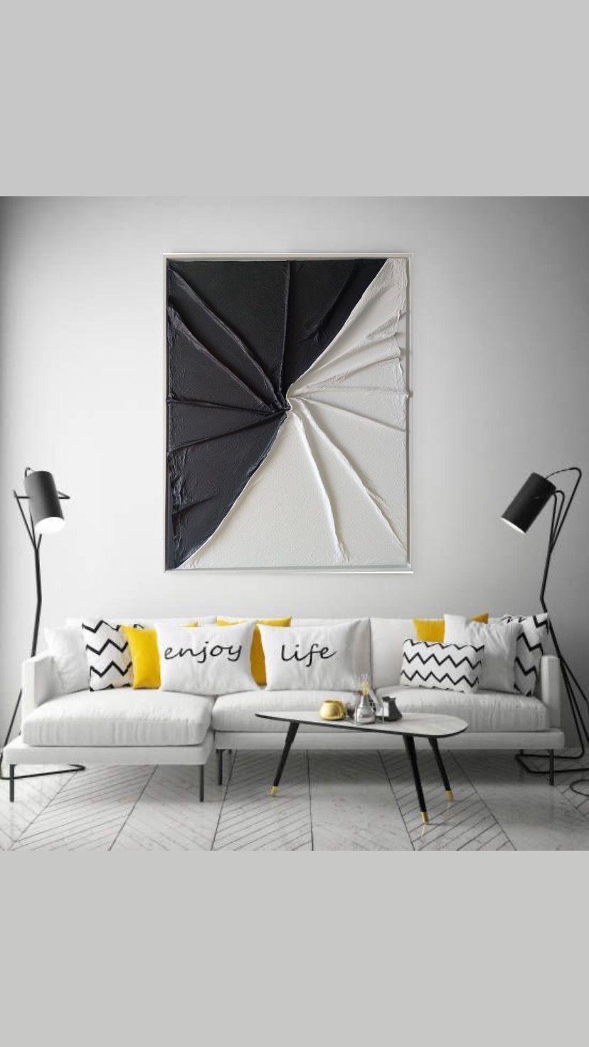 Cuadro decorativo blanco y negro  90x70-4