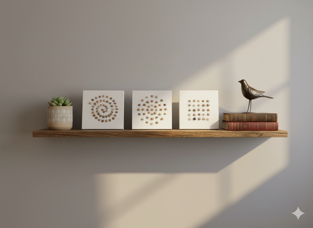 Cuadro Decorativo 13x13 cm Artesanal con Conchas Naturales -3