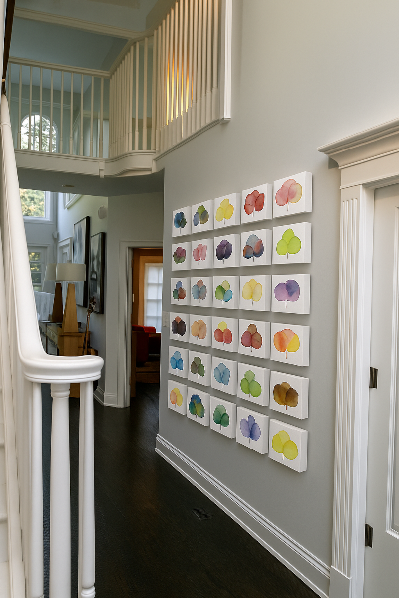 Cuadro decorativo flor acuarela 13x13 cm conjunto de 36-2