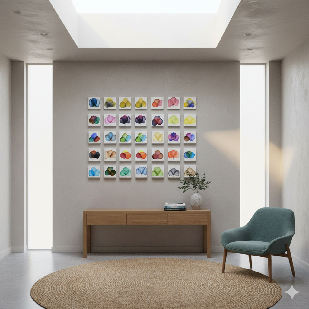 Cuadro decorativo flor acuarela 13x13 cm conjunto de 36-8