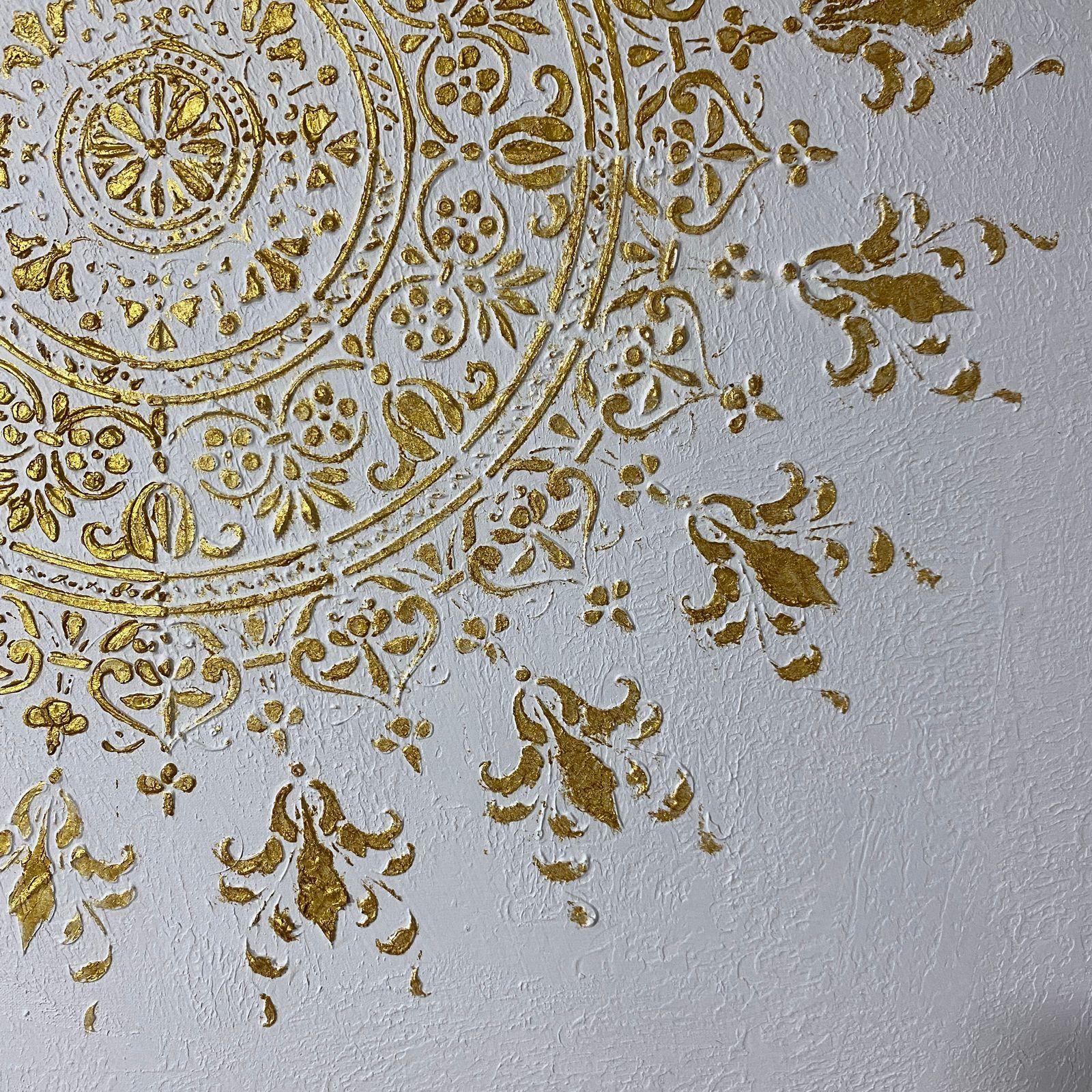 Mandala dorado, Cuadro decorativo  80x80-4