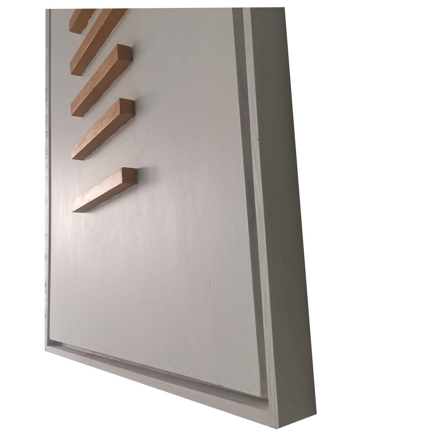 Cuadro decorativo Blanco rectángulos de madera dorados 90x70-2