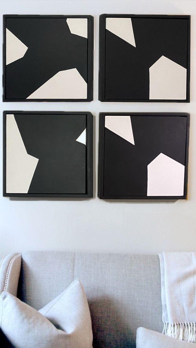 Cuadro decorativo  blanco y negro 4 unidades-4