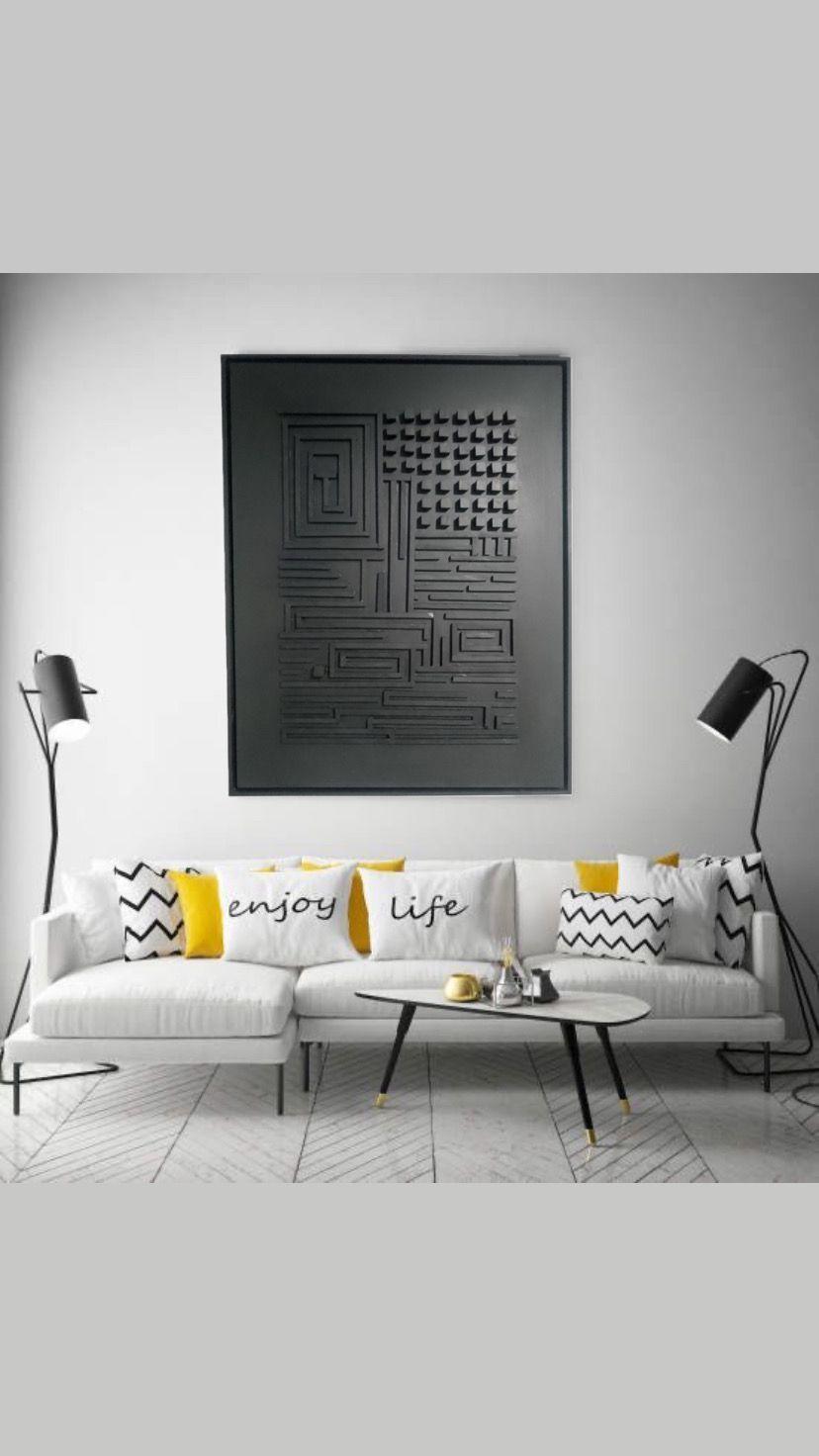 Cuadro decorativo negro madera 90x70-3