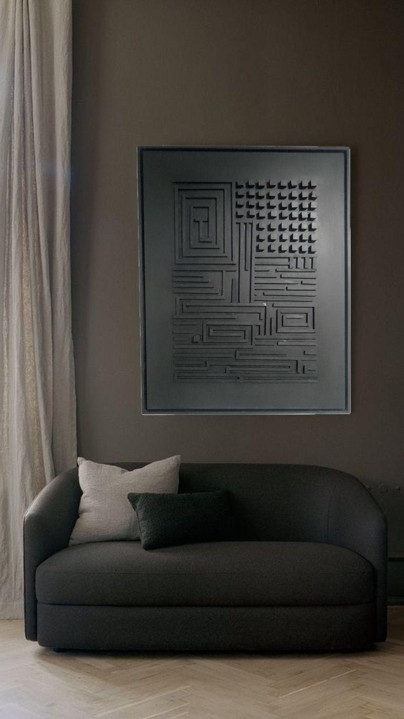 Cuadro decorativo negro madera 90x70-4