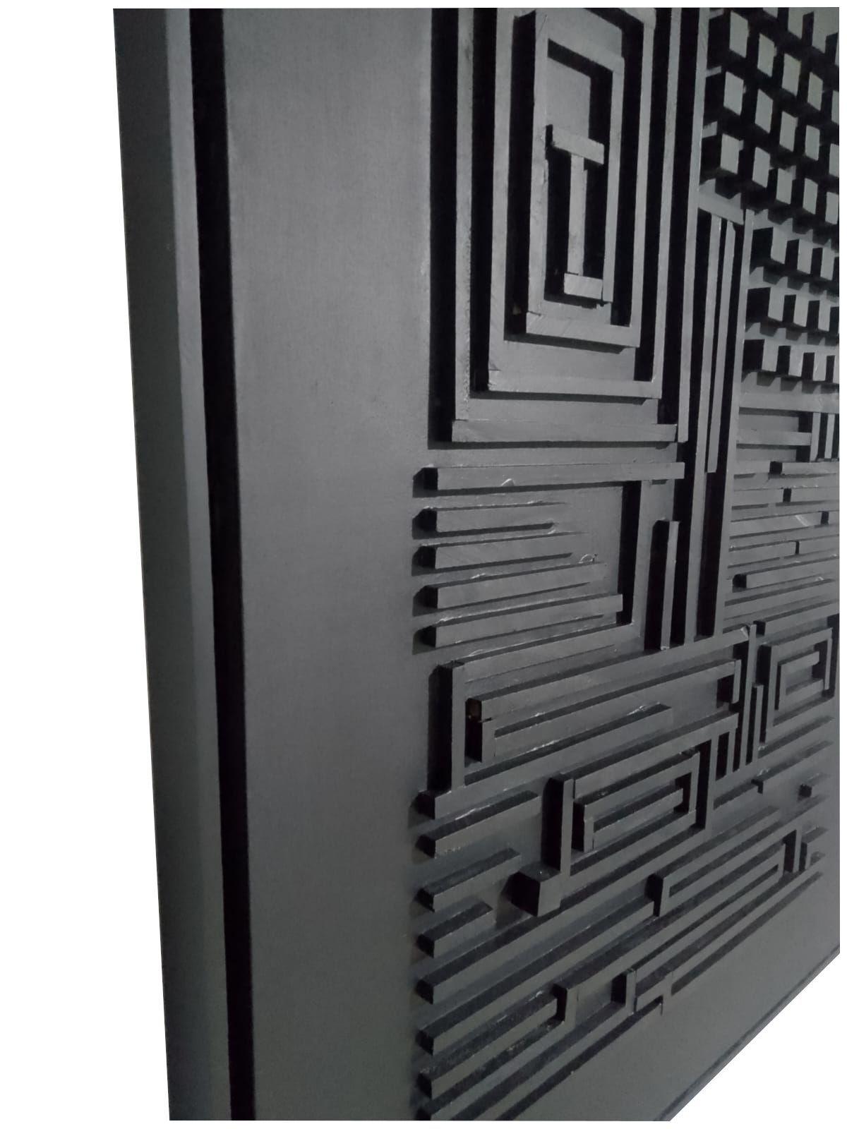 Cuadro decorativo negro madera 90x70-2
