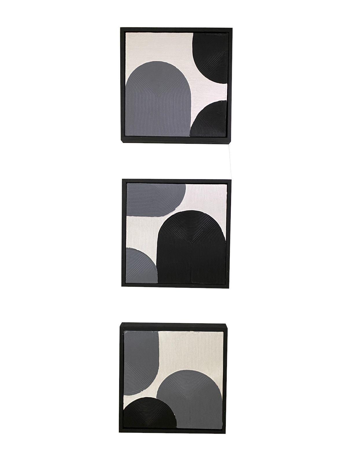 Cuadro decorativo texturizado tríptico contemporáneo 33x33 cm-0
