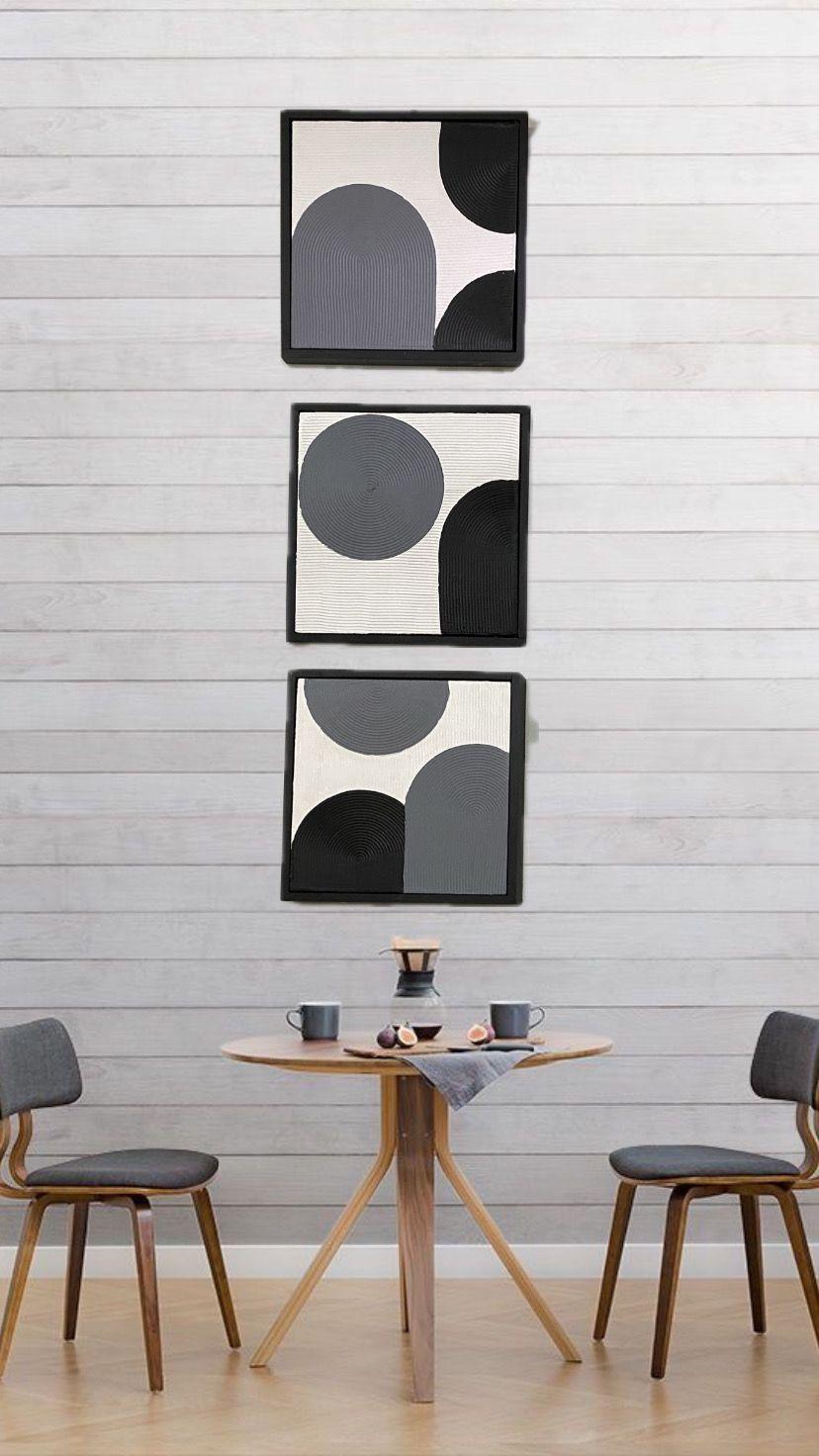 Cuadro decorativo texturizado tríptico contemporáneo 33x33 cm-1