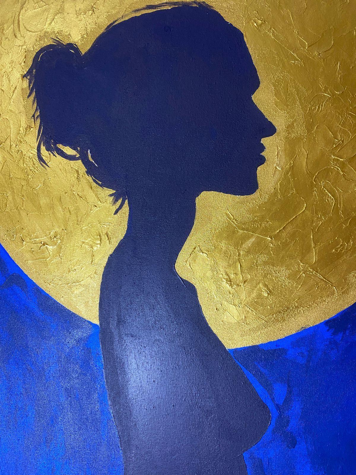 Cuadro decorativo luna dorada 90x70-3