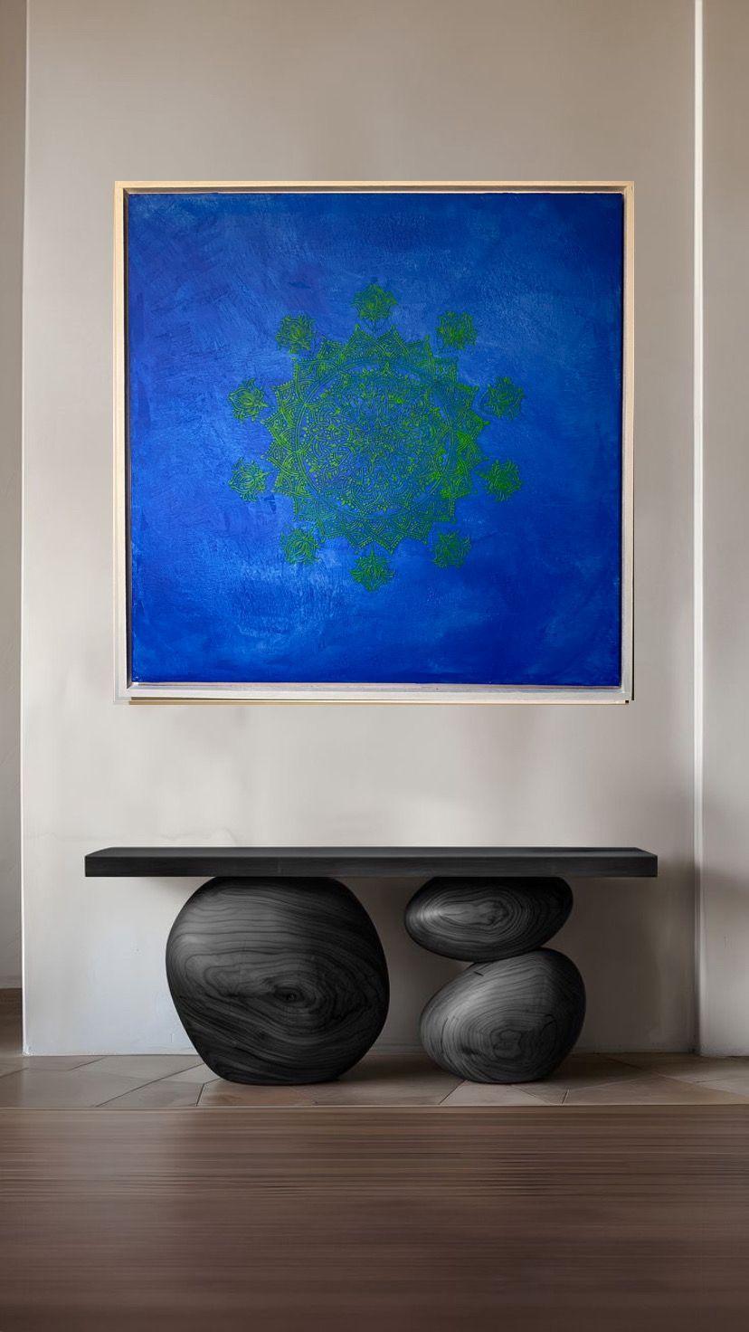 Mandala verde, Cuadro decorativo  80x80-4