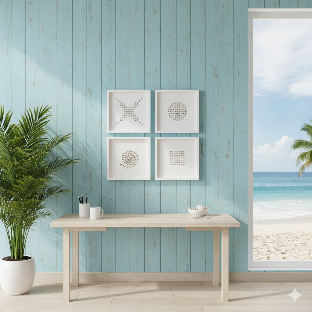 Cuadros Decorativos "Esencia Marina" – Artesanía  en Conchas Naturales (30X30)-2