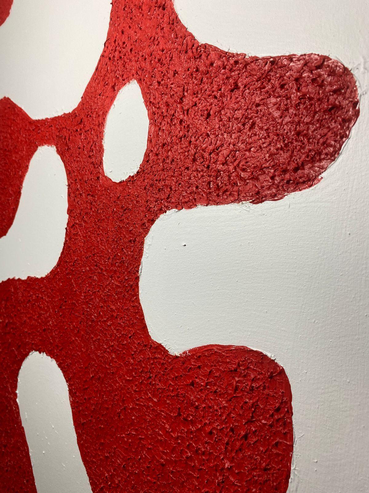 Cuadro abstracto texturizado rojo 90x70-4
