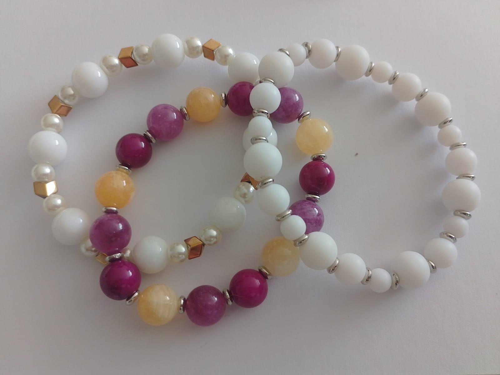 Pulseras Mujer Set 3 Piedras Naturales Colores – Árbol de la Vida-0