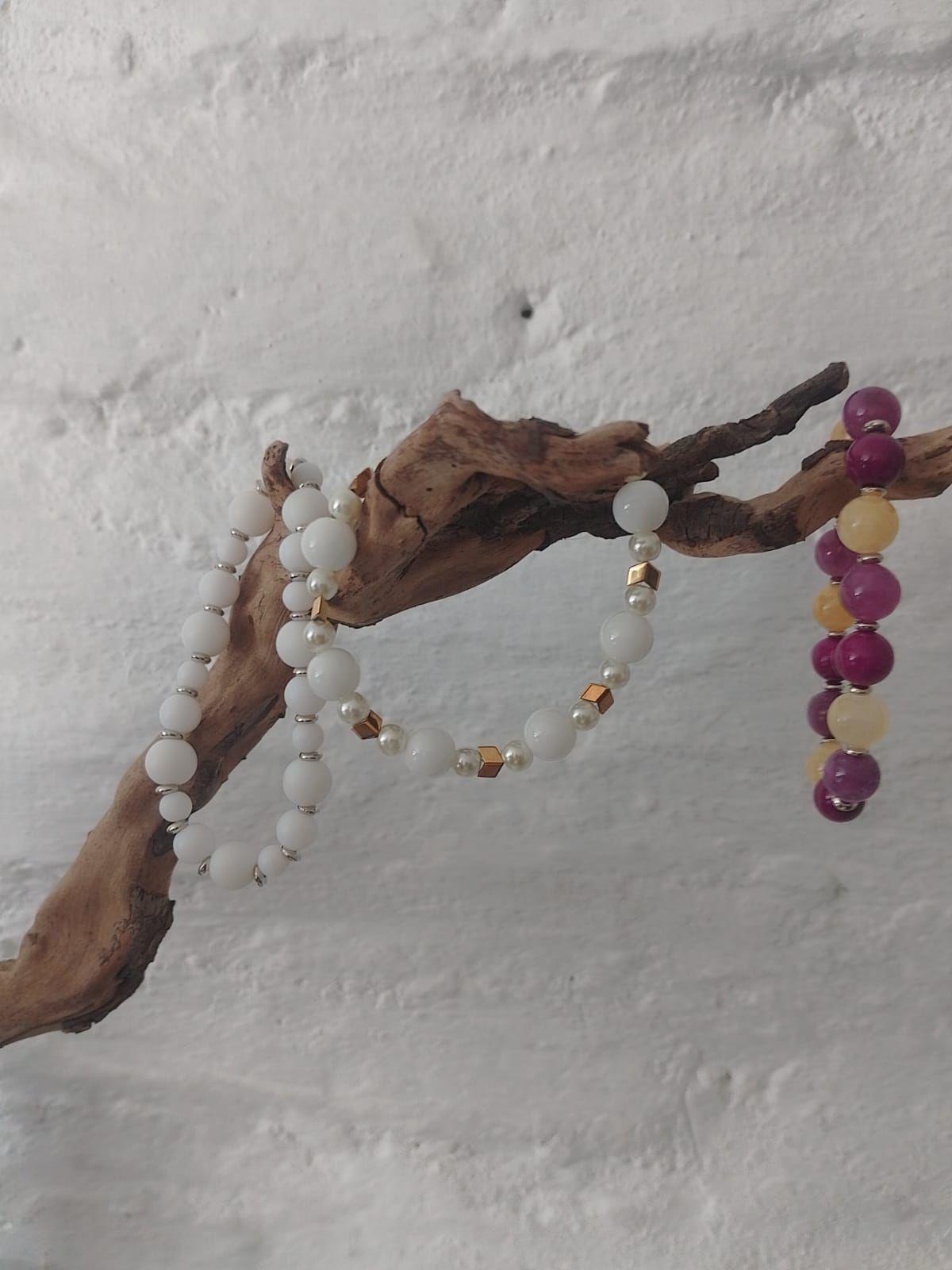 Pulseras Mujer Set 3 Piedras Naturales Colores – Árbol de la Vida-5