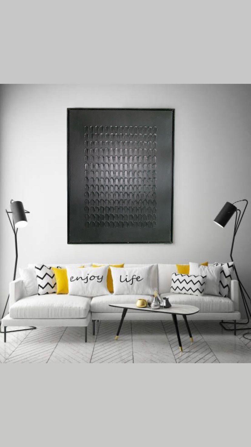 Cuadro decorativo negro abstracto  90x70-6