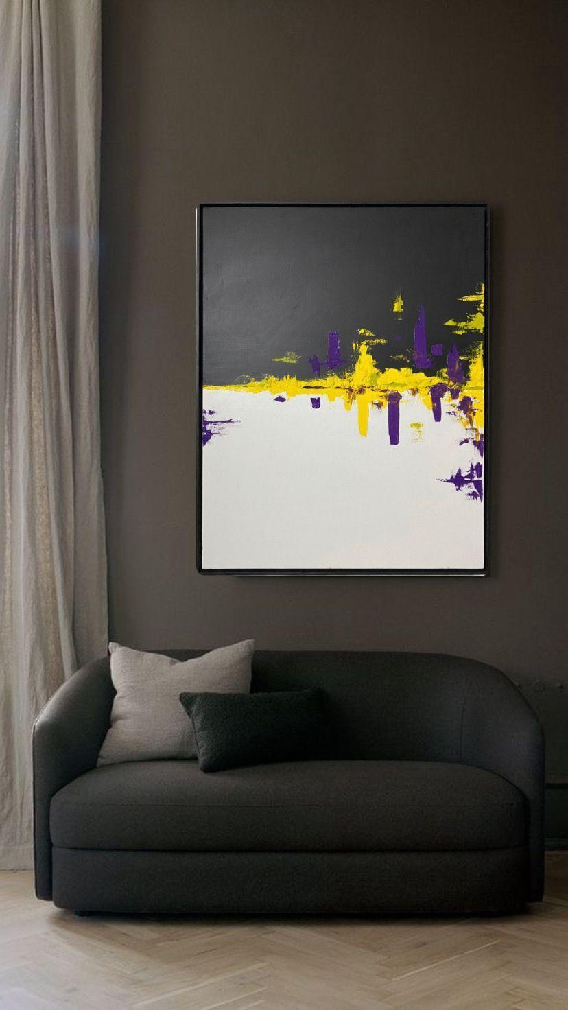 Cuadro decorativo abstracto blanco y negro 90x70-5