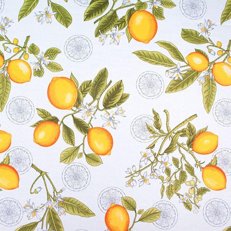 Mantel Confeccionado Linette Repelente al Agua Diseño "Citron Blanco" 155x155 cm-2