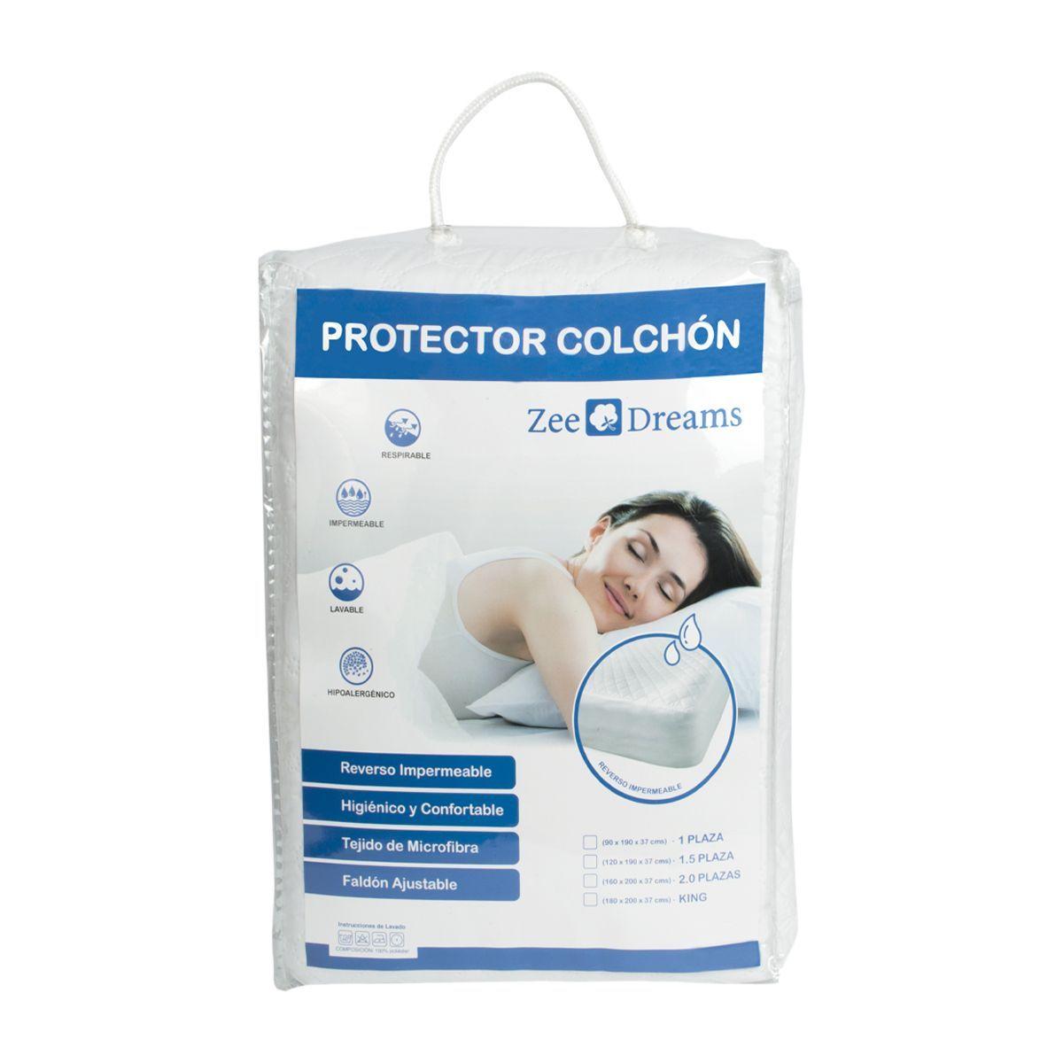 Protector de colchón impermeable color "blanco" de 1 plaza-3
