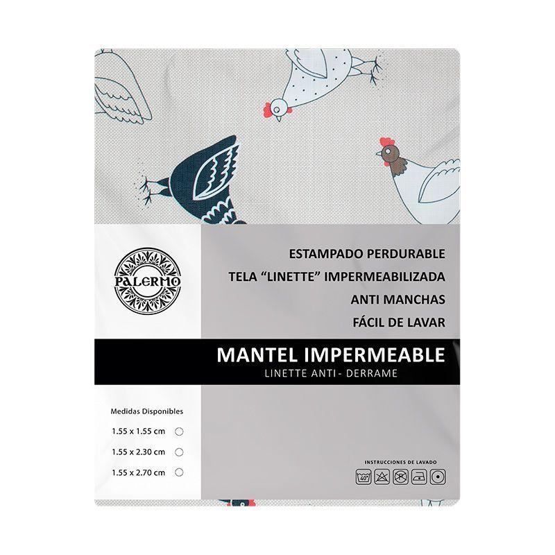 Mantel Confeccionado Linette Repelente al Agua Diseño "Puole" 155x155cm-0