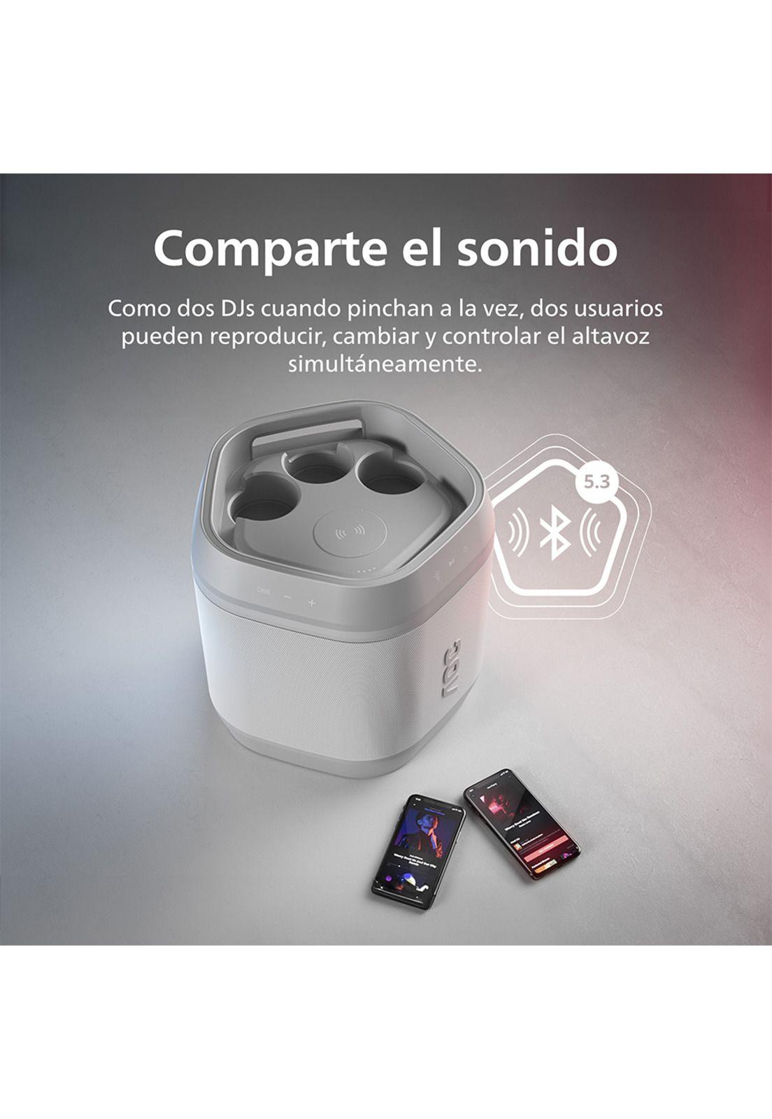 Pack 2 Parlantes Bluetooth AOC O3 Blanco con Portalatas para Fiesta-3