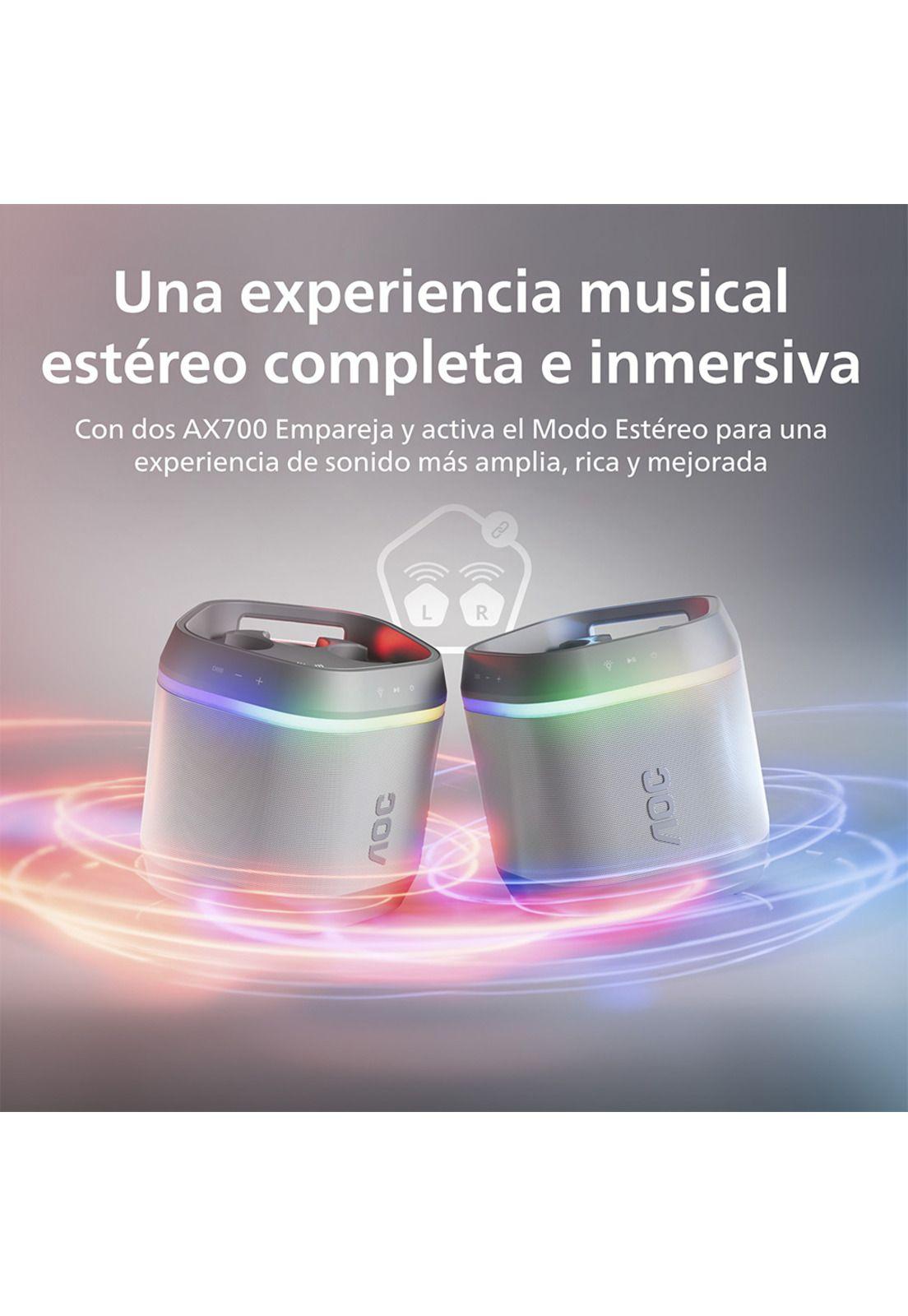 Pack 2 Parlantes Bluetooth AOC O3 Blanco con Portalatas para Fiesta-4
